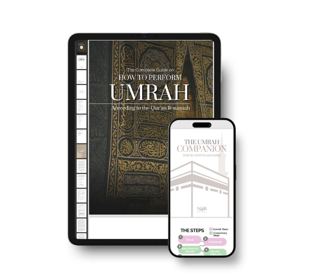 Digital Umrah guide and step-by-step flashcards